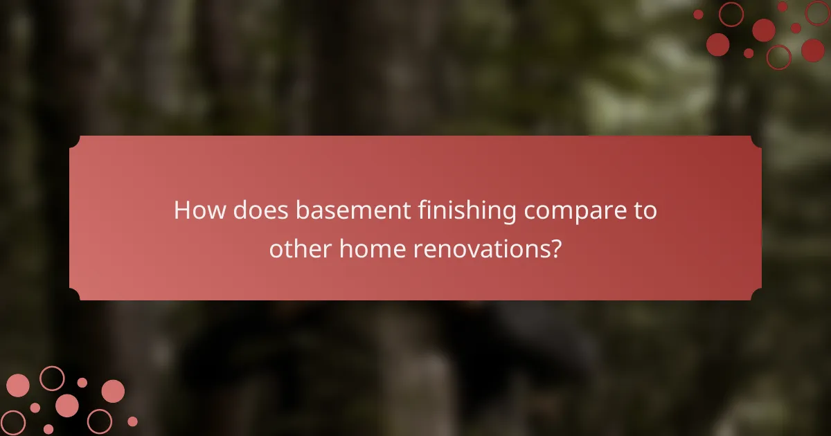 How does basement finishing compare to other home renovations?