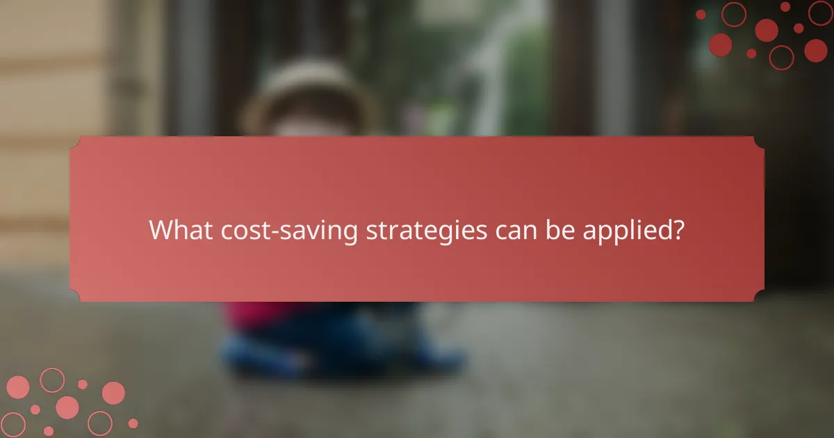 What cost-saving strategies can be applied?